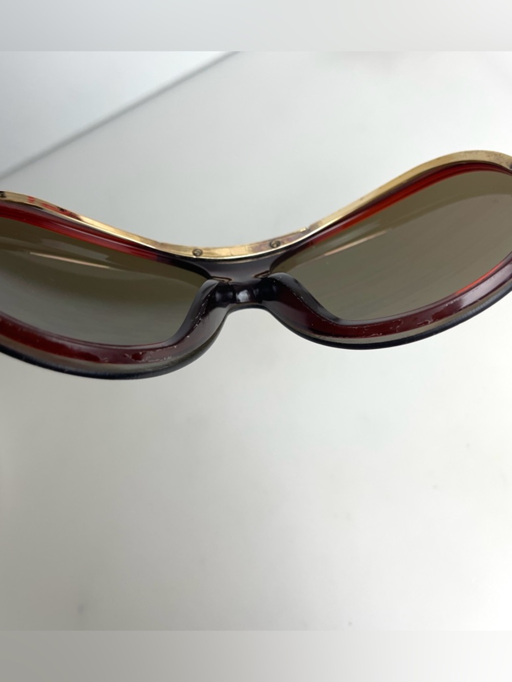 Vintage Y2K CHANEL 6006 Gold Shield Aviator Brown Lens Sunglasses Italy Unisex - Picture 10 of 16